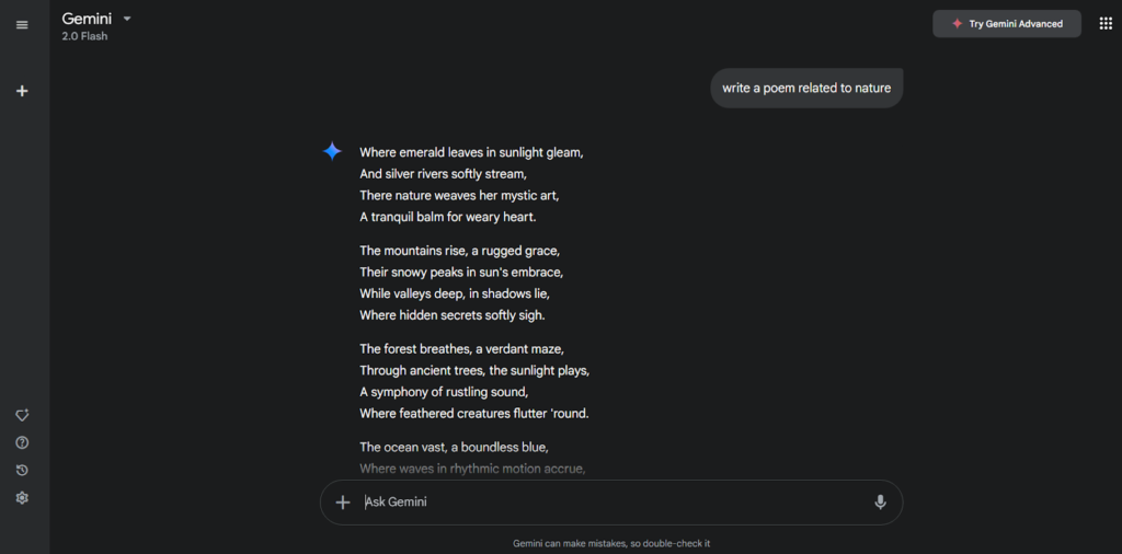 Gemini for AI Poem