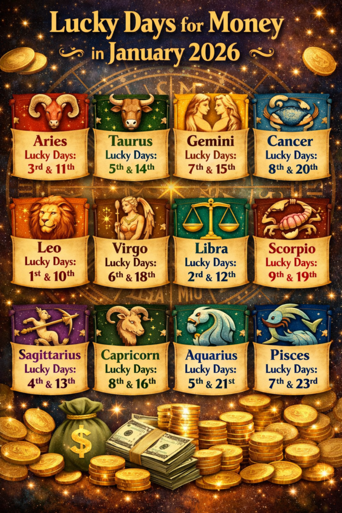 Lucky Days for Money for Each Zodiac Sign