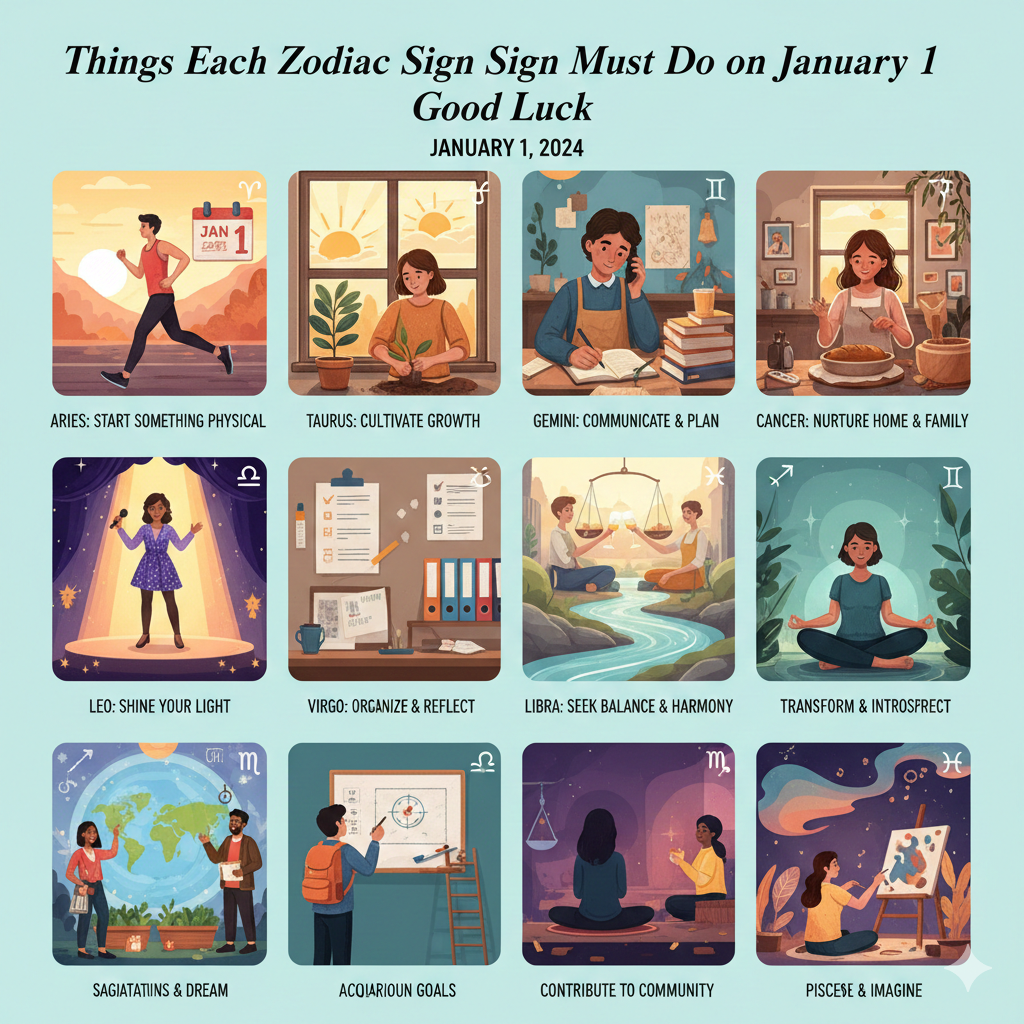 Things Each Zodiac Sign Must Do on January 1 for Good Luck
