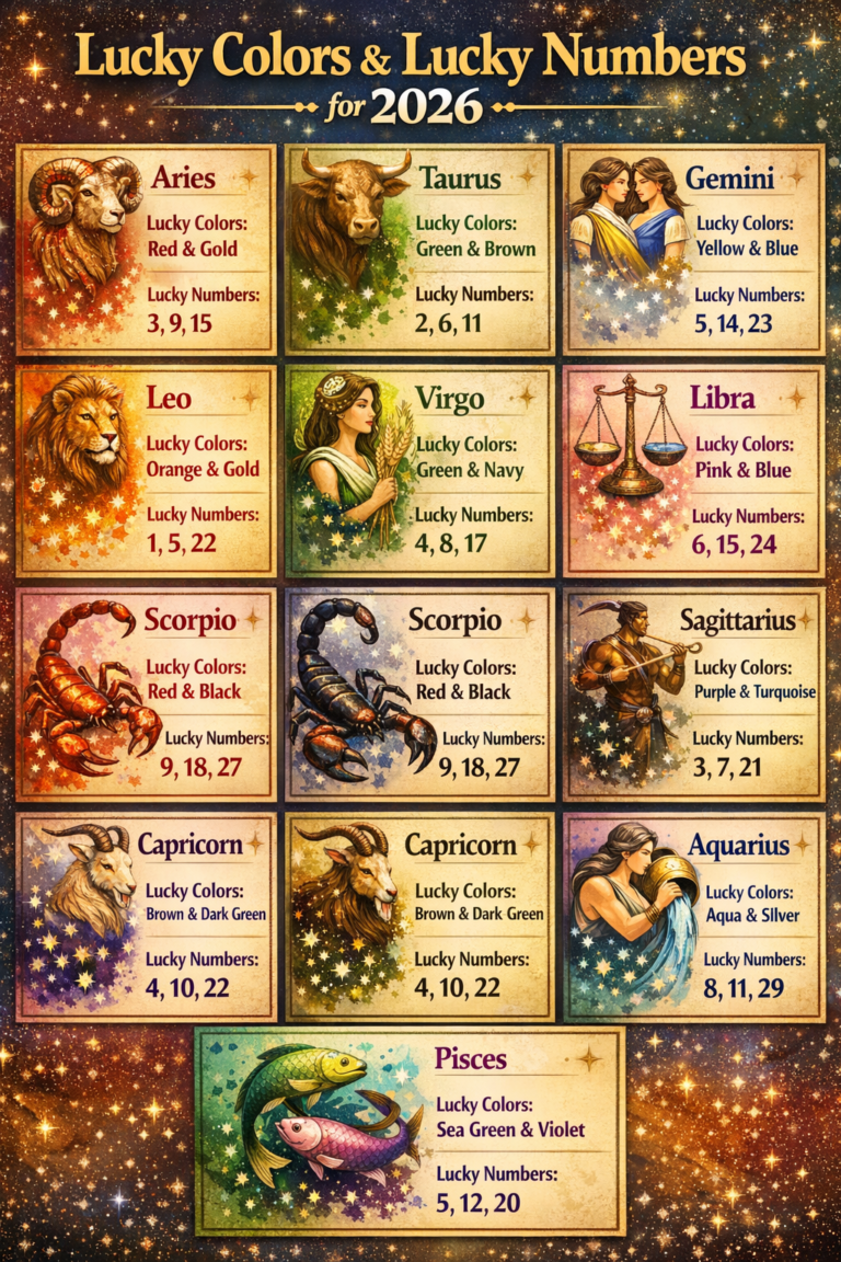 Lucky Colors and Numbers 2026: By Zodiac Sign & Numerology