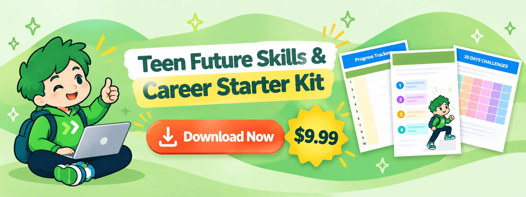 Get the Teen Future Skills & Career Starter Kit on Gumroad, a 30-day plan for teens